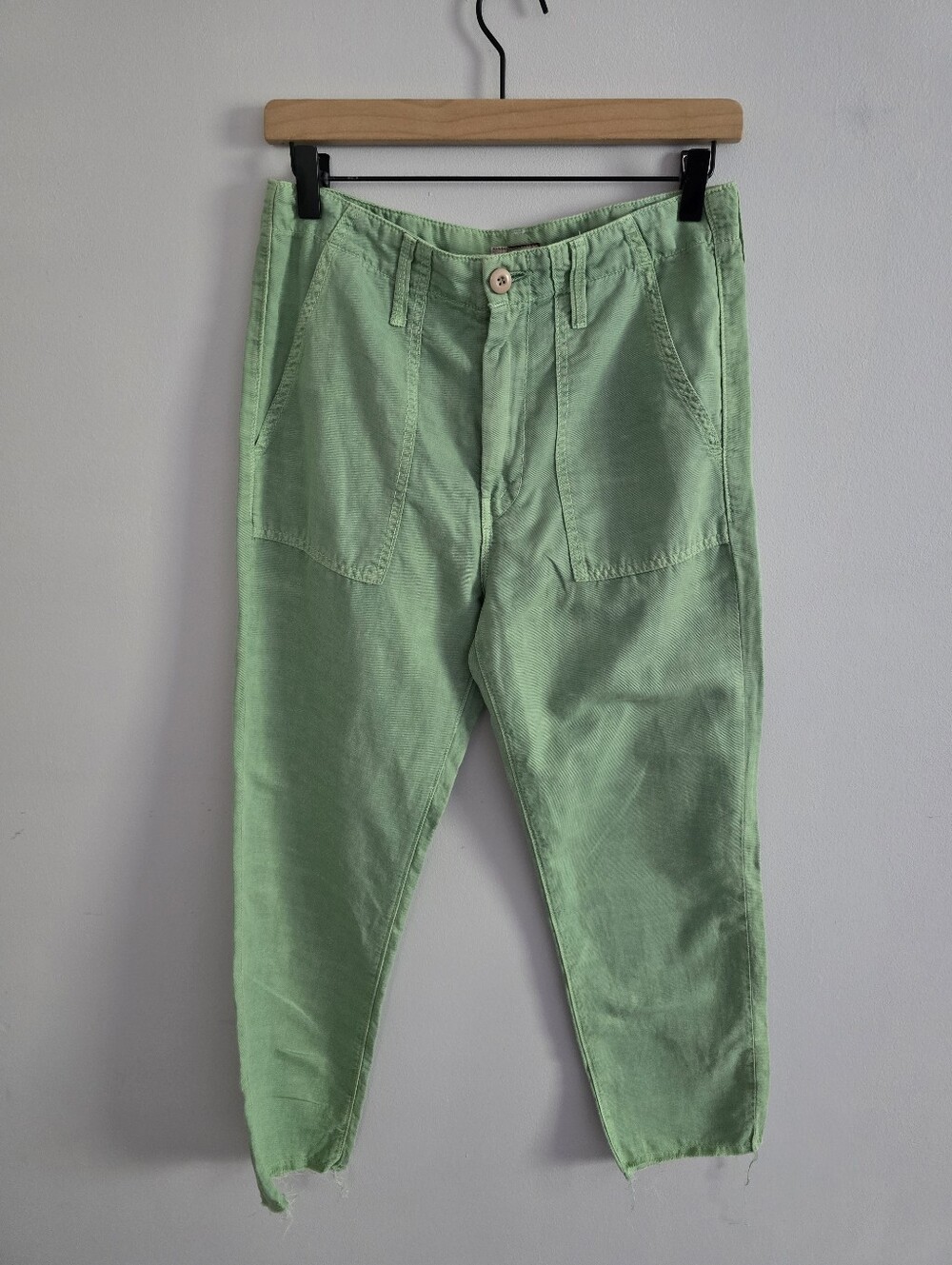 NWT MOTHER The Shaker Chop Crop Linen Blend Pants 27